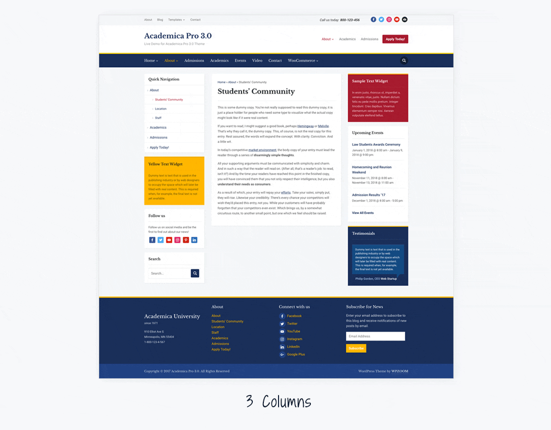 Academica PRO layout