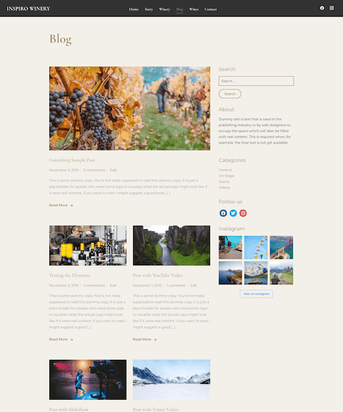 Blog page