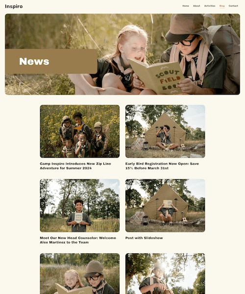 Blog page