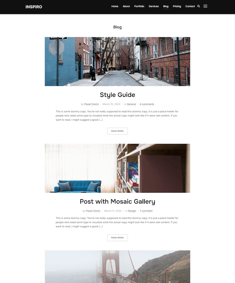 Blog page