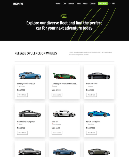 Cars page