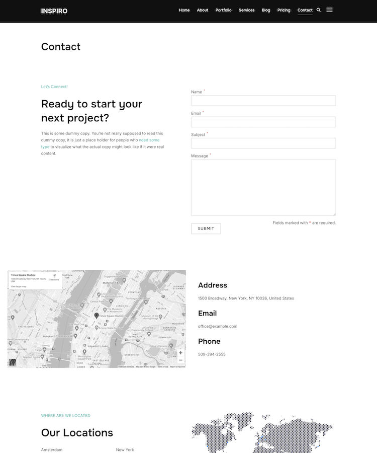 Contact page