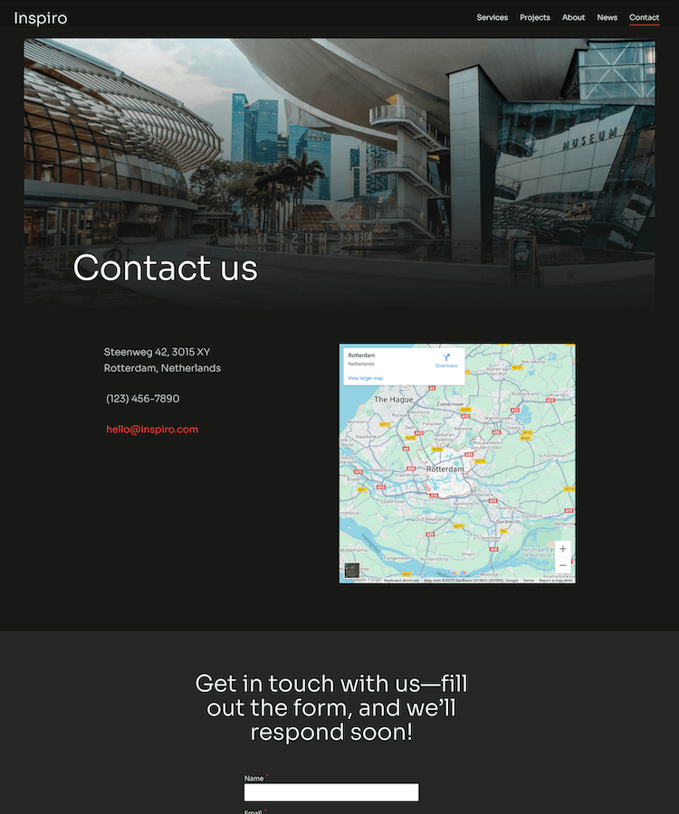 Contact page