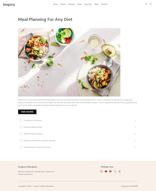 Courses page