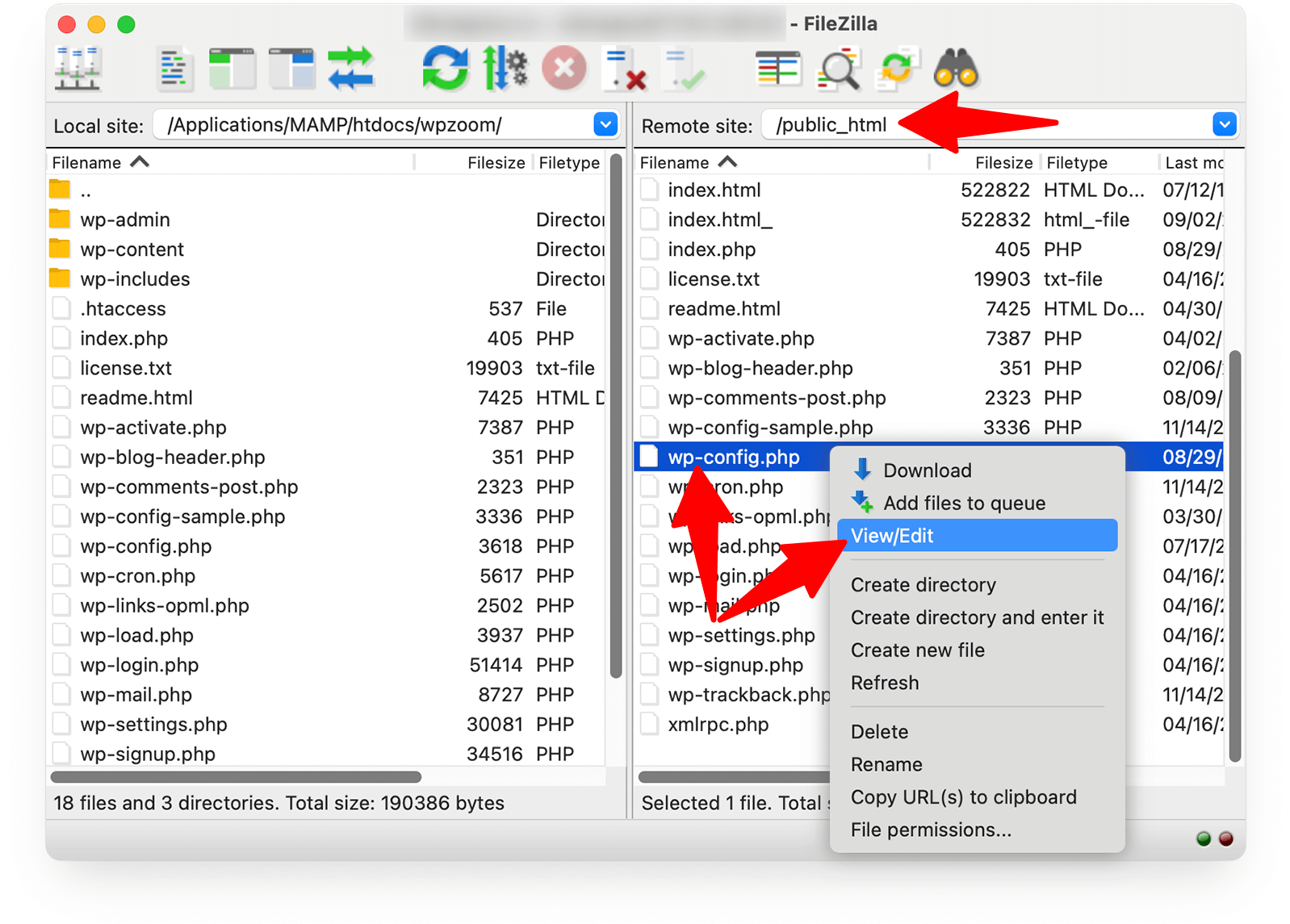 Edit wp-config.php