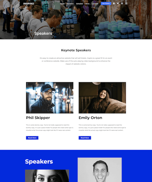 Speakers page