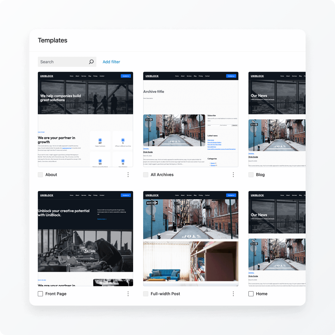 Page layouts