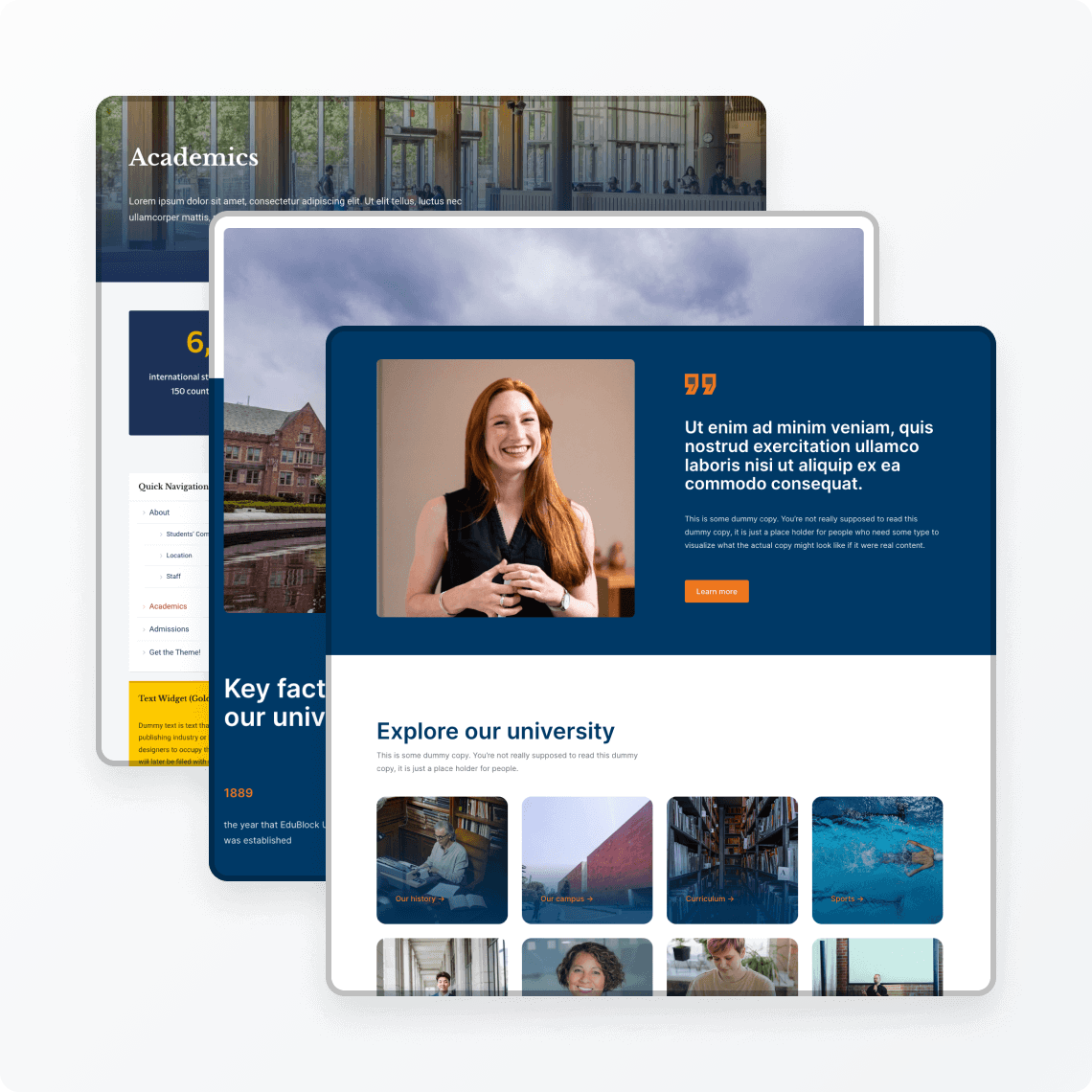 WordPress education templates