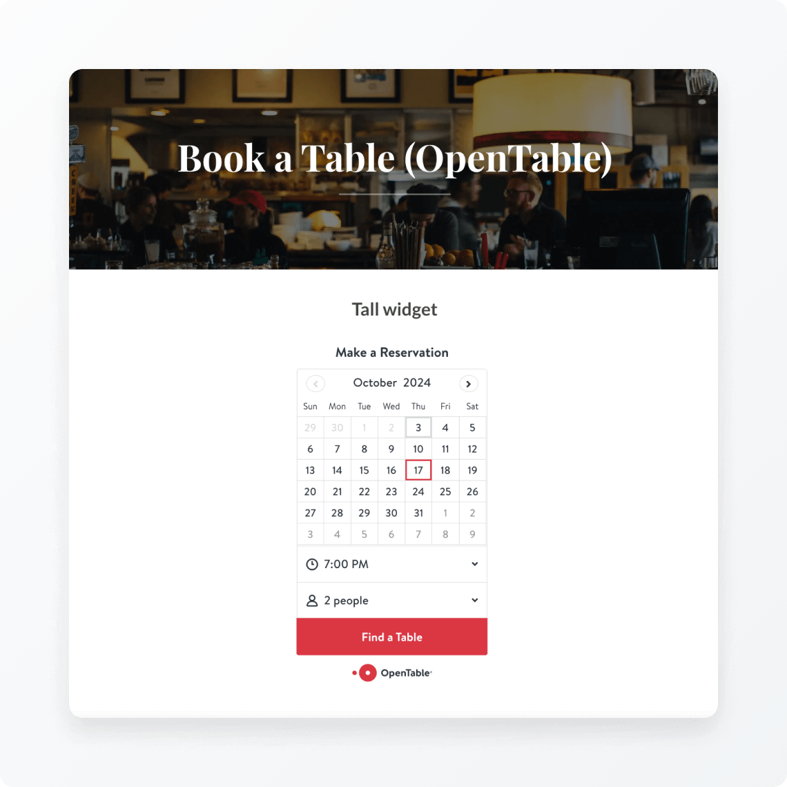 Restaurant reservations