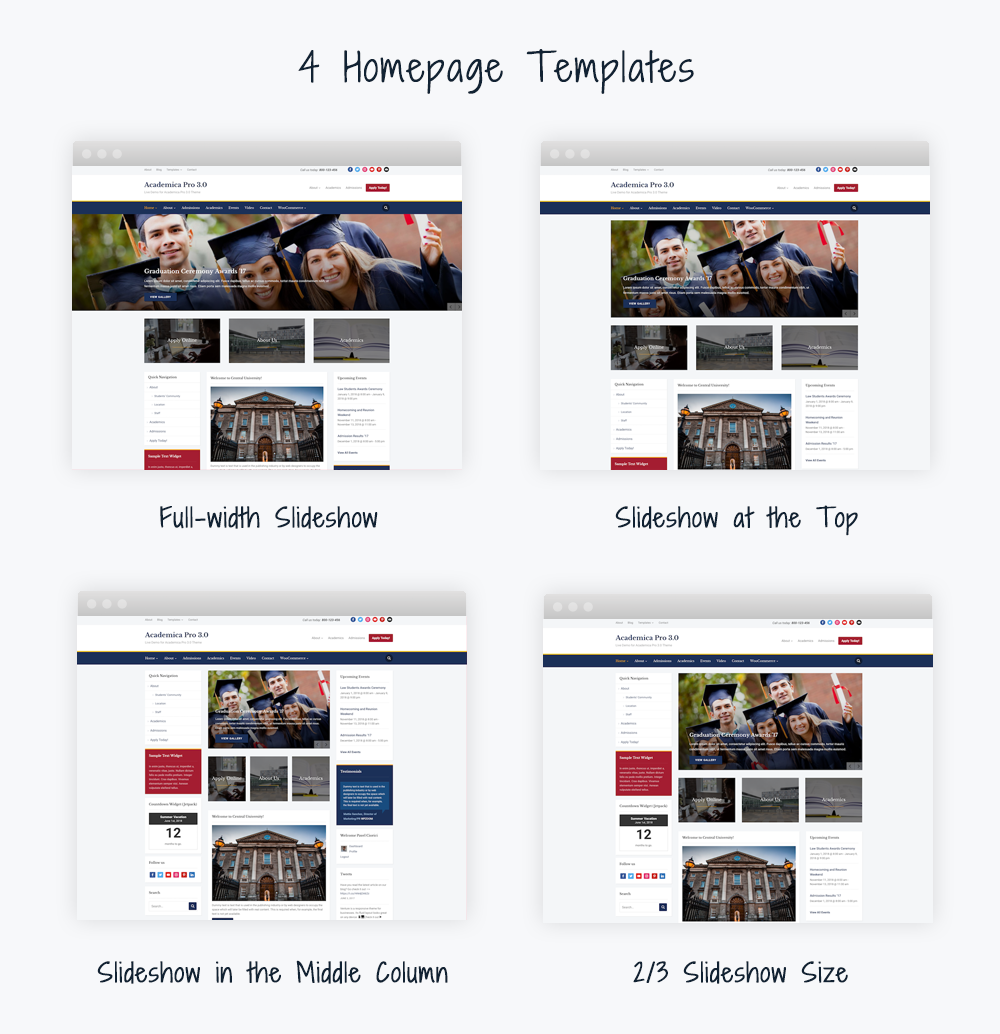Academica homepage templates