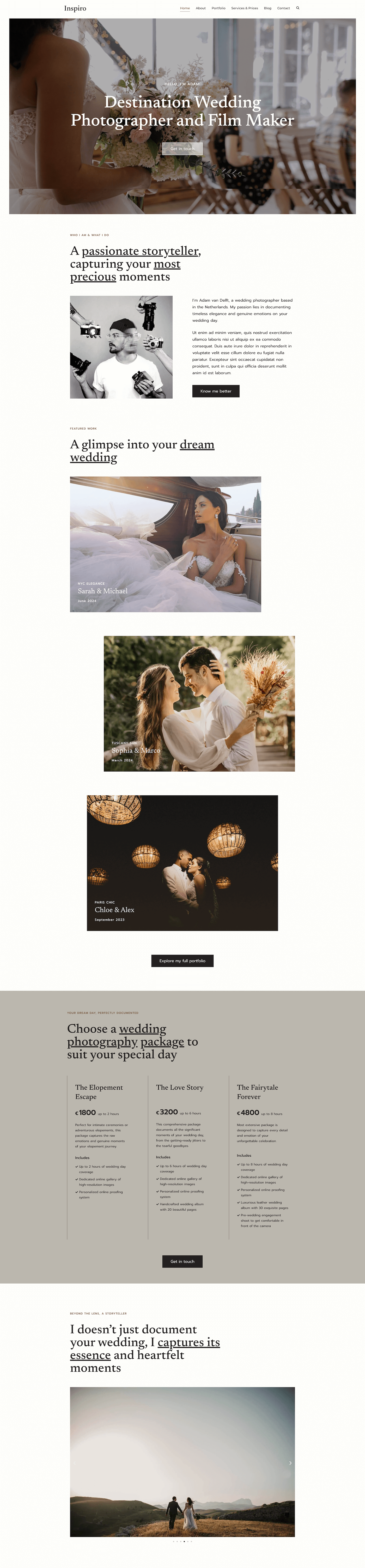 Wedding photography WordPress theme