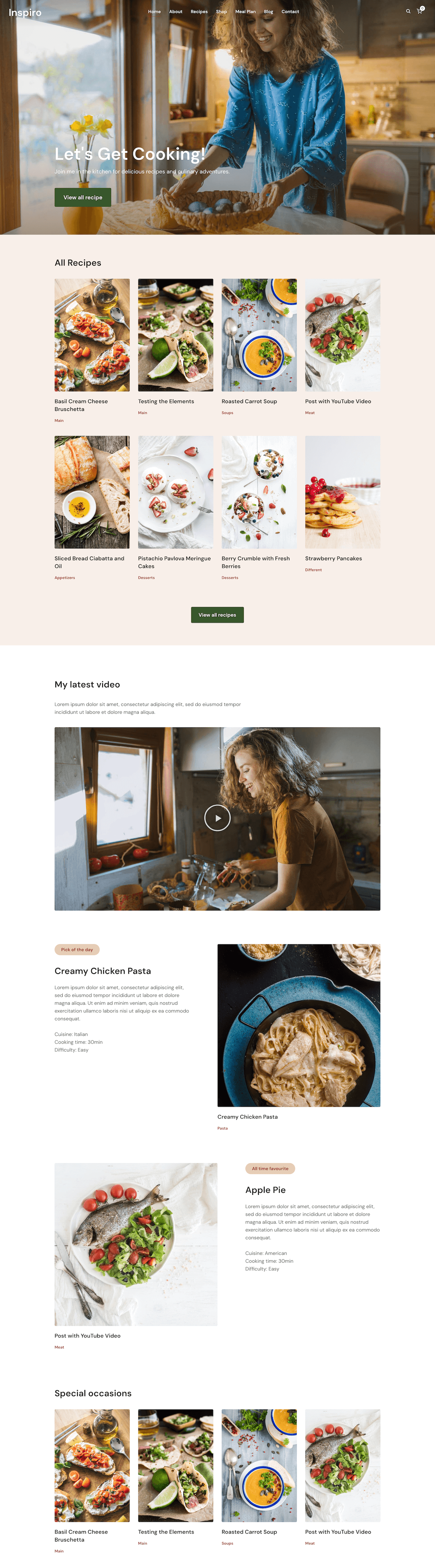 Food blog WordPress theme