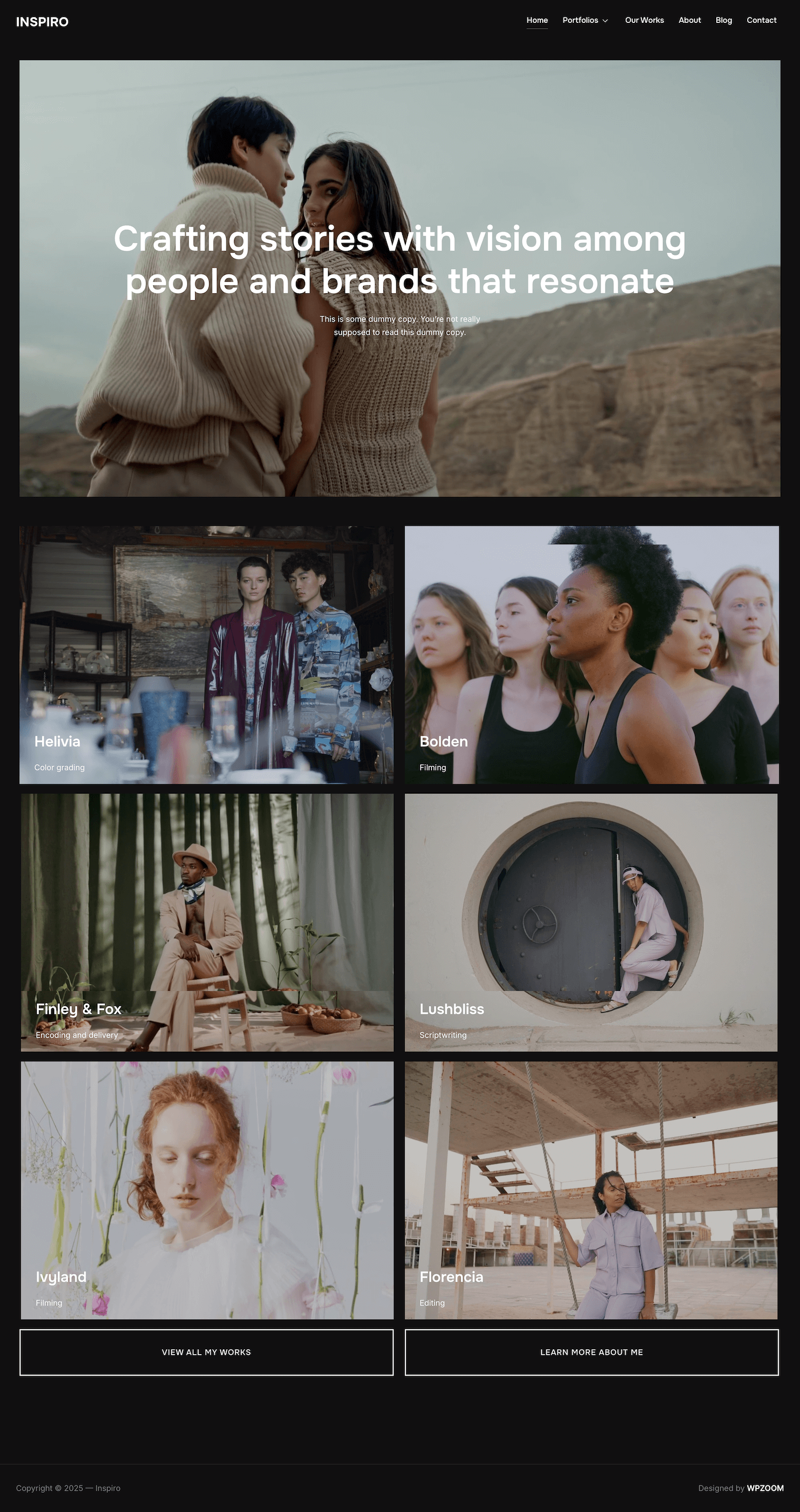 Personal portfolio WordPress theme