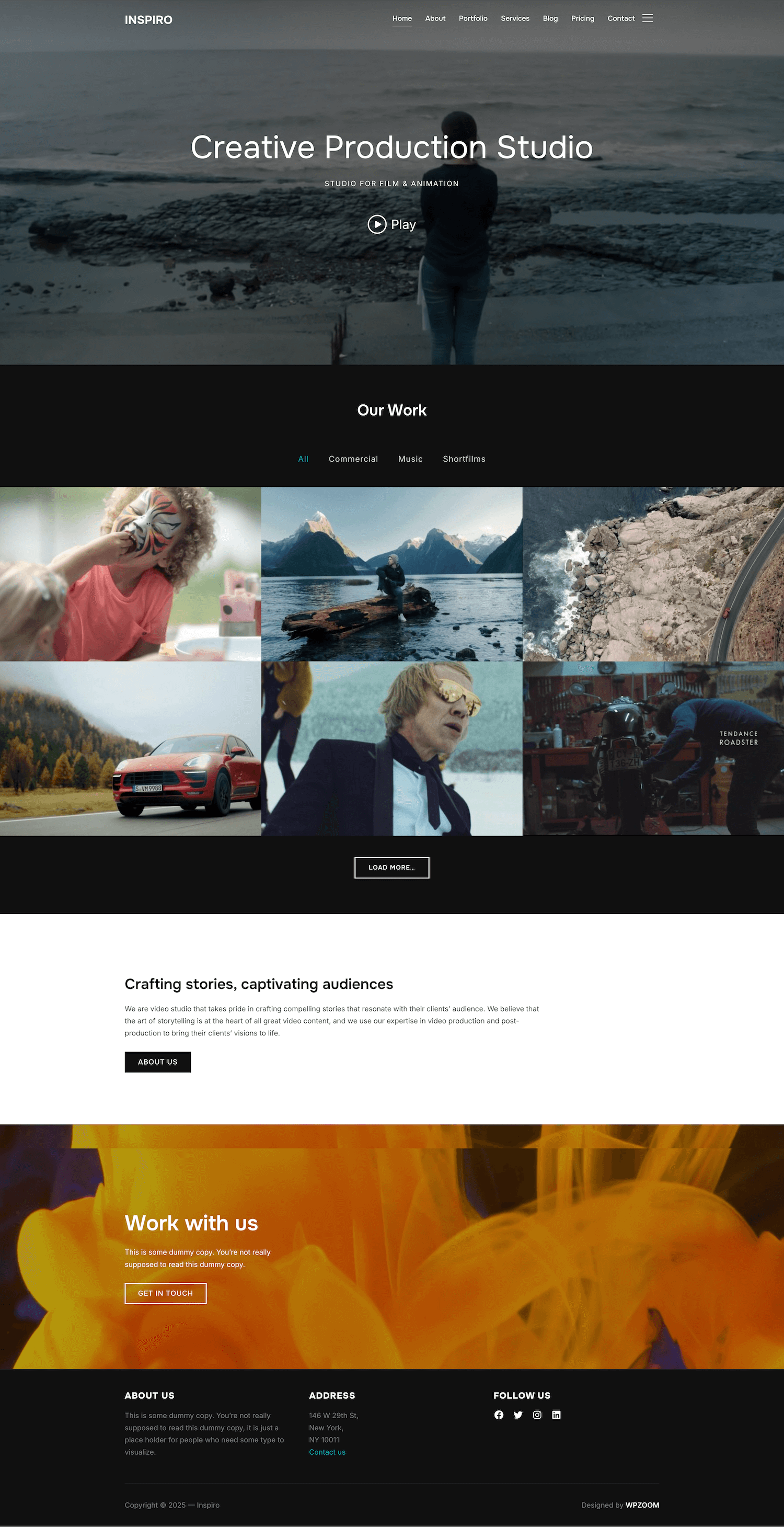 Video portfolio WordPress theme