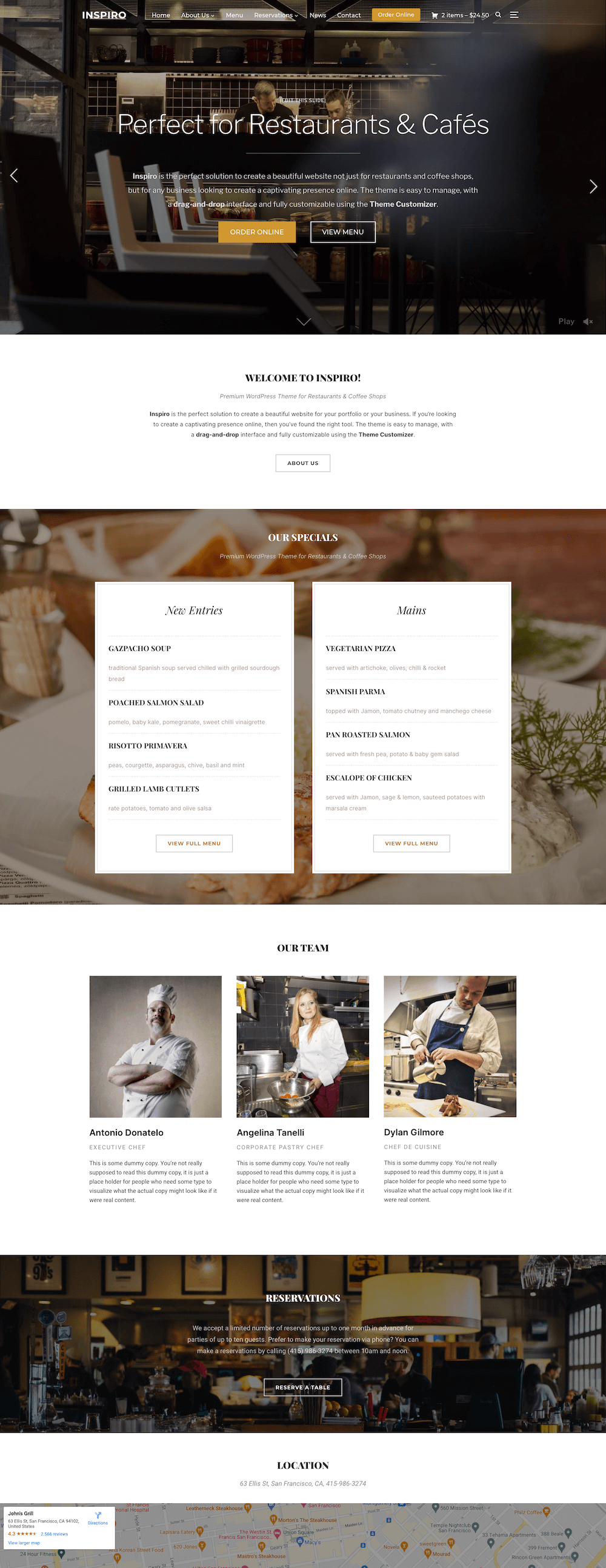 Restaurant WordPress theme