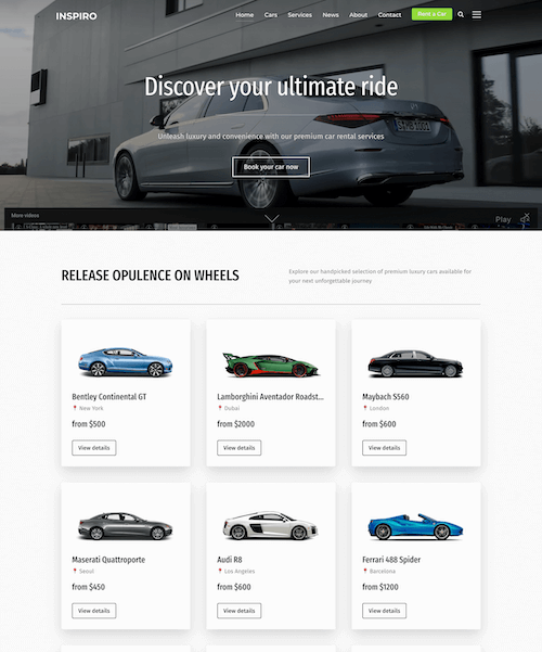 Car rental WordPress theme