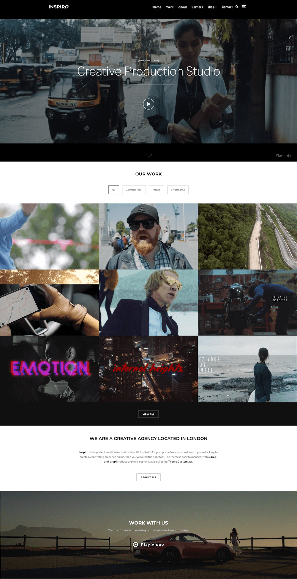 Video portfolio WordPress theme