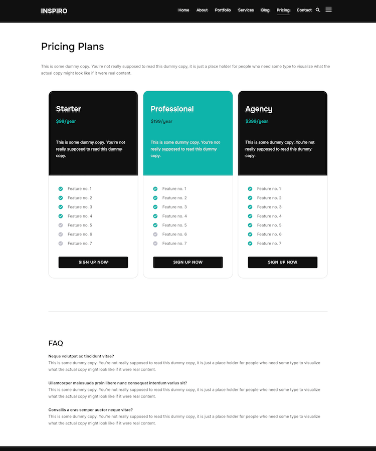 Pricing page