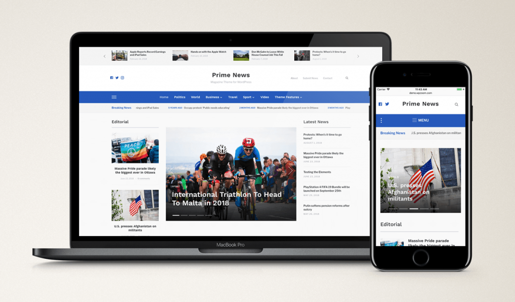 News theme with responsive layout