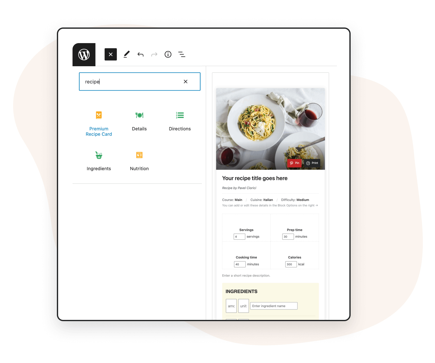Block Editor and Recipe Card Blocks