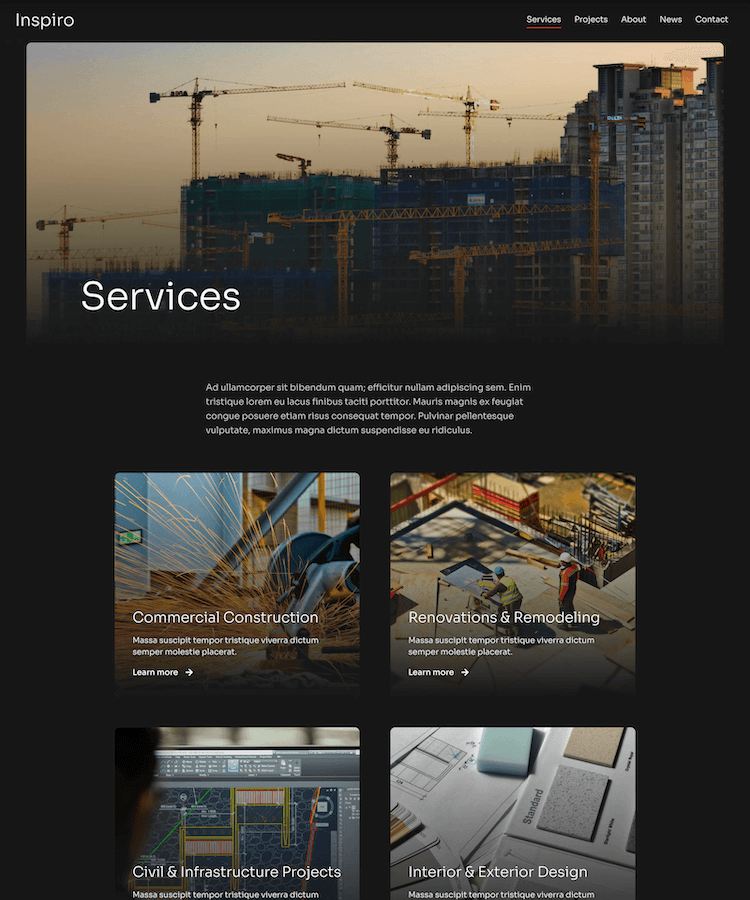 Services page