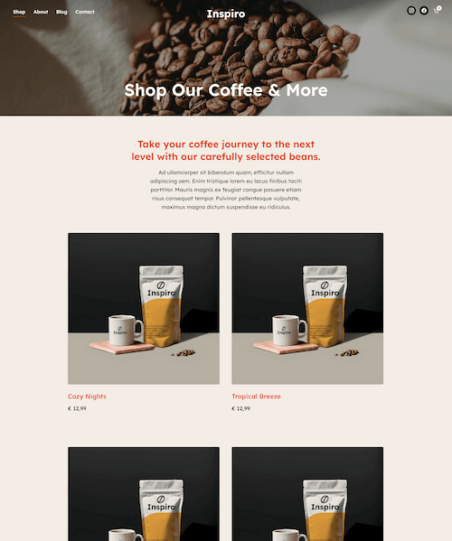 Shop page