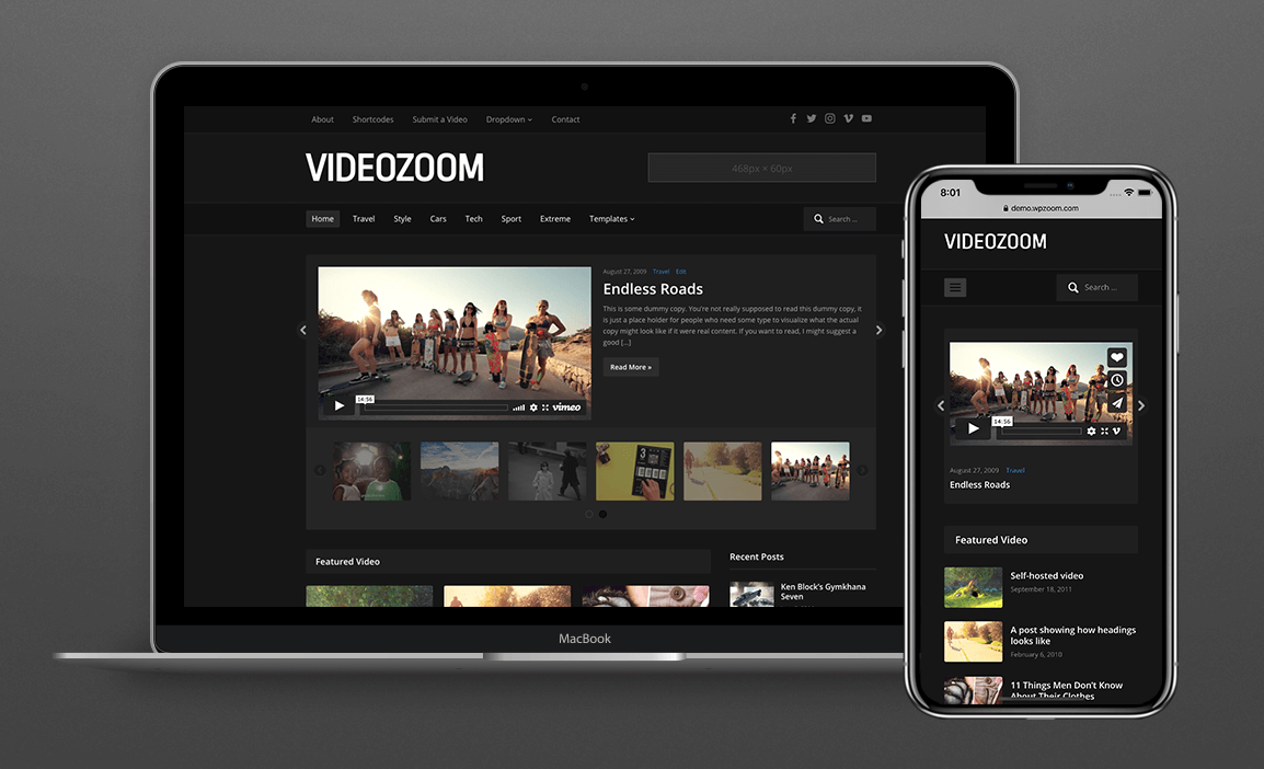 Responsive WordPress video theme
