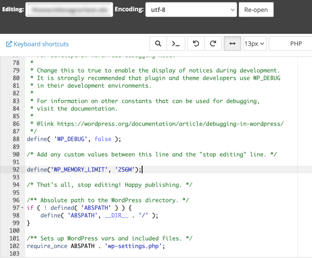 WordPress memory limit in wp-config.php
